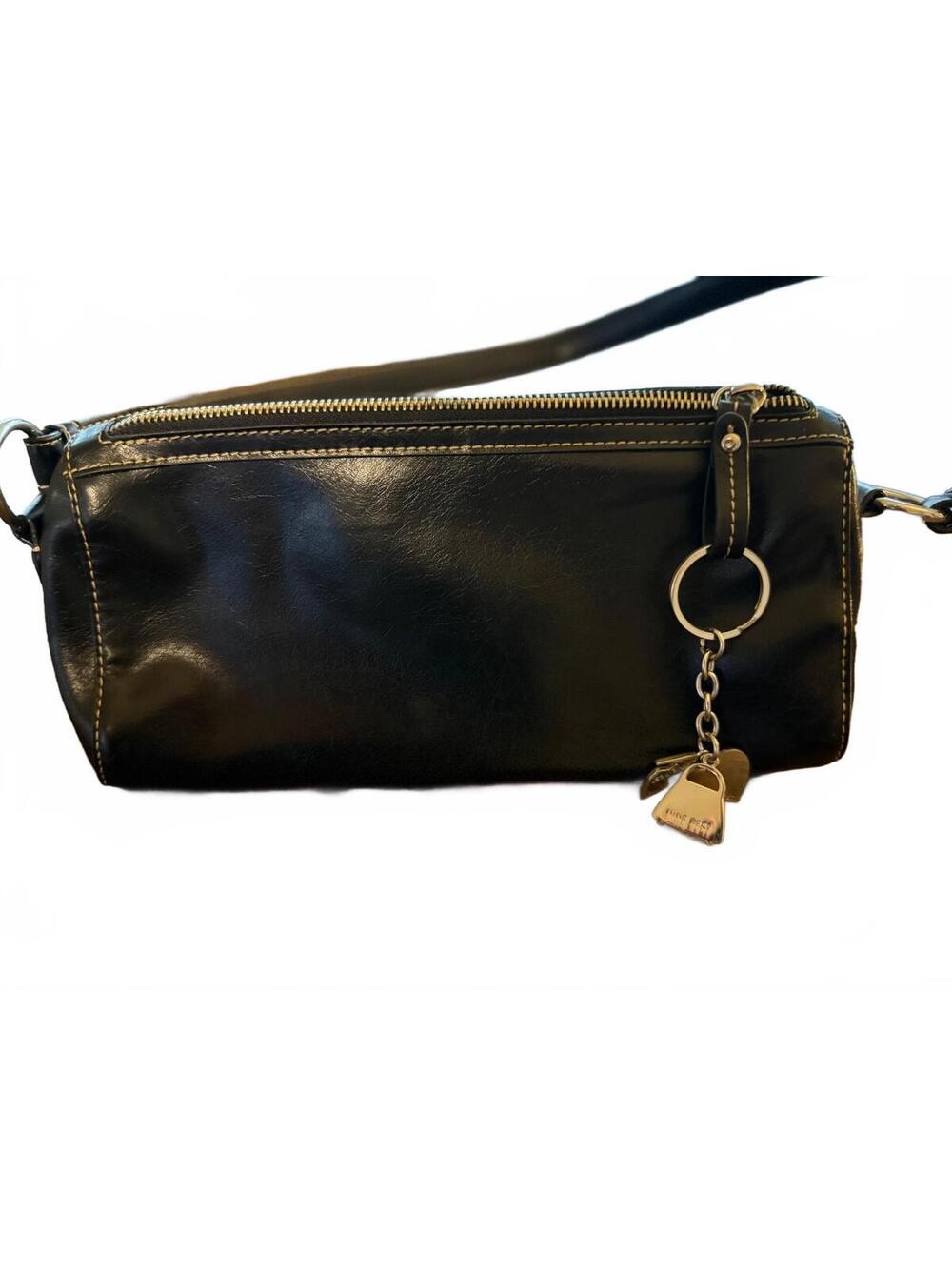 Vintage Y2K Nine West Women's black Shoulder Bag with Charm Keychain